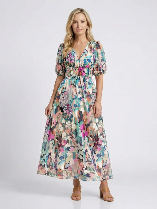 Robe maxi à col V pour femmes