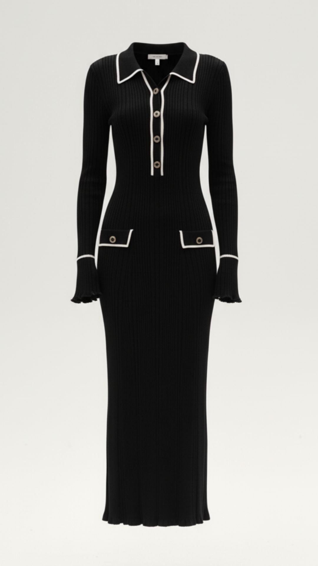Robe maxi côtelée à col chemise pour femmes