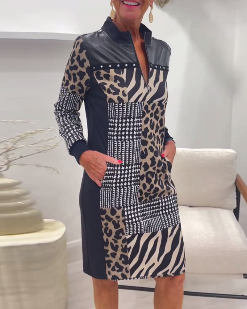 Robe patchwork zippée pour femmes