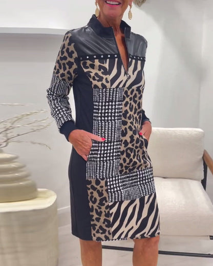 Robe patchwork zippée pour femmes