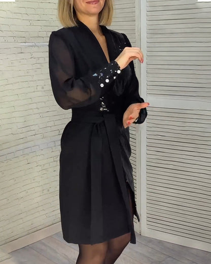 Robe portefeuille à sequins pour femmes