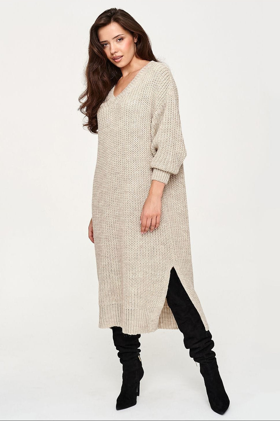 Robe pull à col V pour femmes