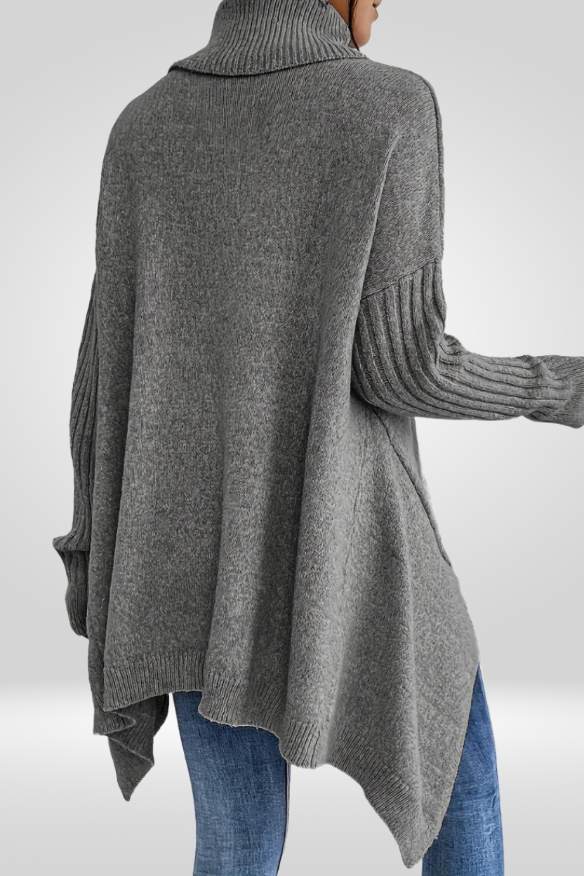 Pull col roulé ourlet asymétrique pour femmes