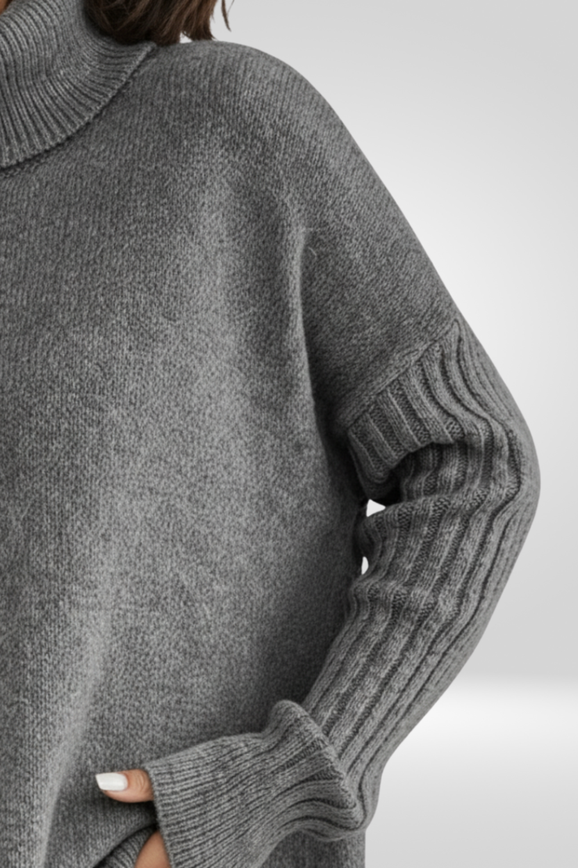 Pull col roulé ourlet asymétrique pour femmes