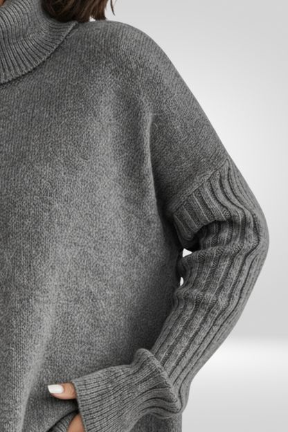 Pull col roulé ourlet asymétrique pour femmes