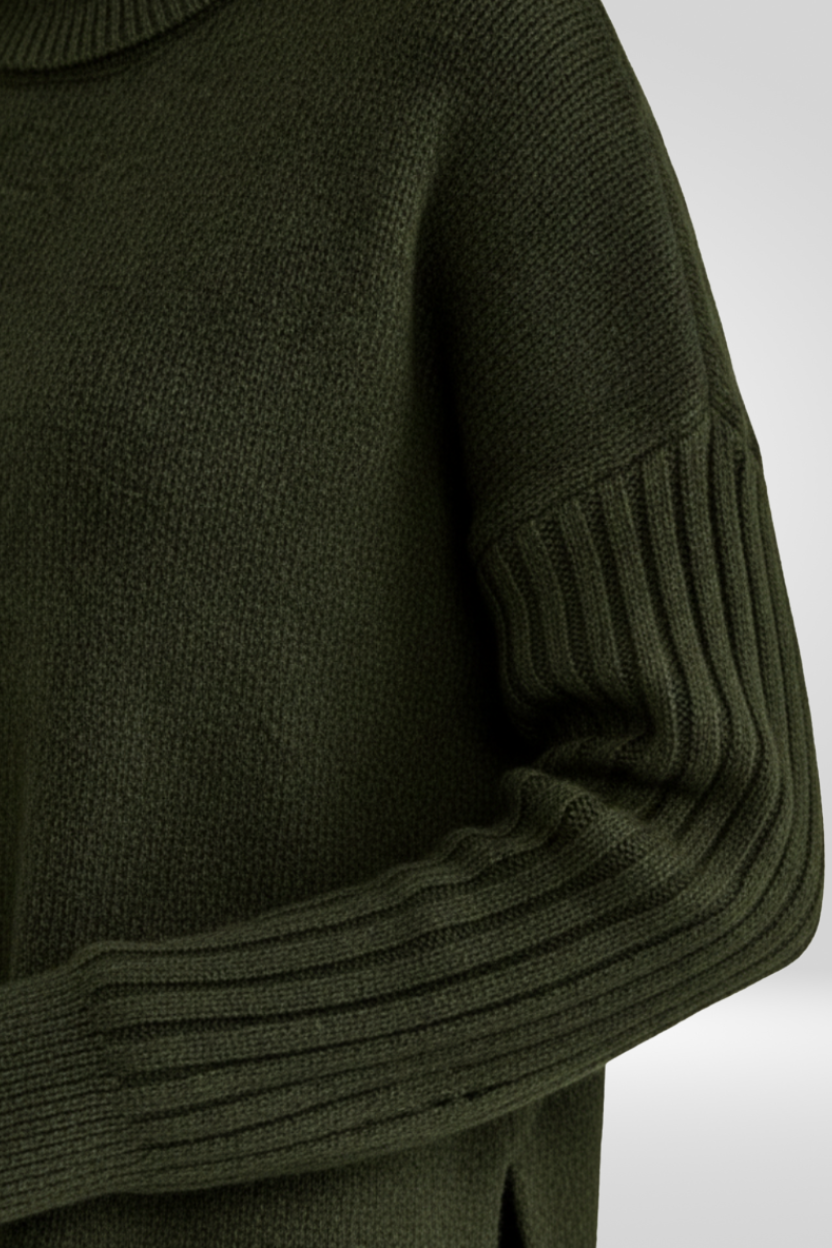 Pull col roulé ourlet asymétrique pour femmes