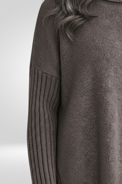 Pull col roulé ourlet asymétrique pour femmes