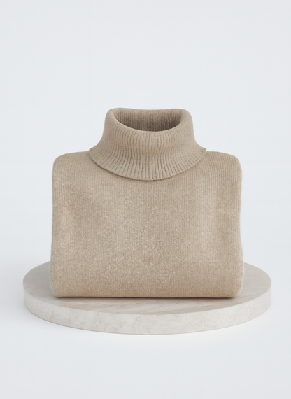 Pull col roulé ourlet asymétrique pour femmes