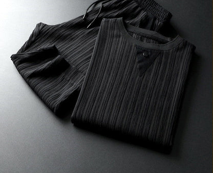 Ensemble Décontracté Avec Chemise À Manches Courtes Et Pantalon Pour Hommes | Idéal Pour Saison Estivale