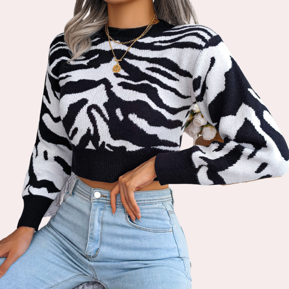 Pull Court À Motif Zèbre Avec Manches Longues Pour Femme | Idéal Pour Un Usage Quotidien