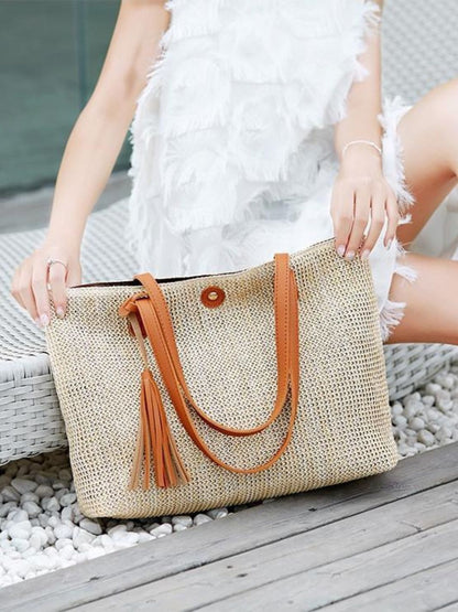 Sac En Paille Avec Poignées Longues Pour Femmes | Idéal Pour Usage Quotidien Et Sorties