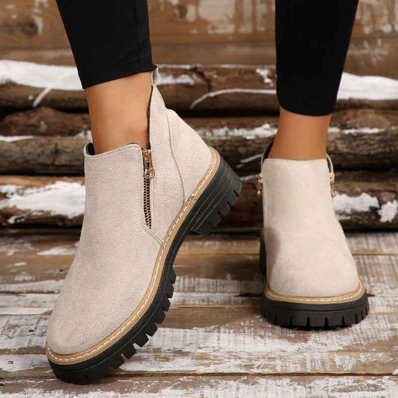 Bottines zippées à plateforme pour femmes
