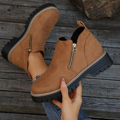 Bottines zippées à plateforme pour femmes