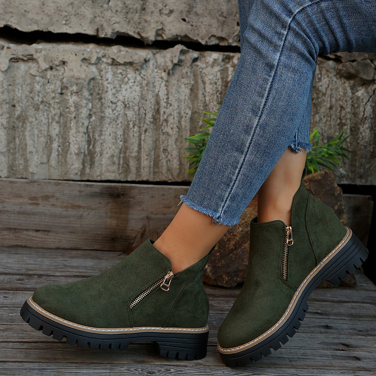 Bottines zippées à plateforme pour femmes