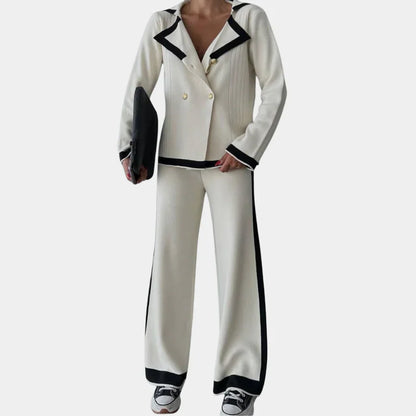 Ensemble Deux Pièces avec Crop Top Et Pantalon Taille Haute pour Femme | Idéal pour Tenue Décontractée Ou Soirée