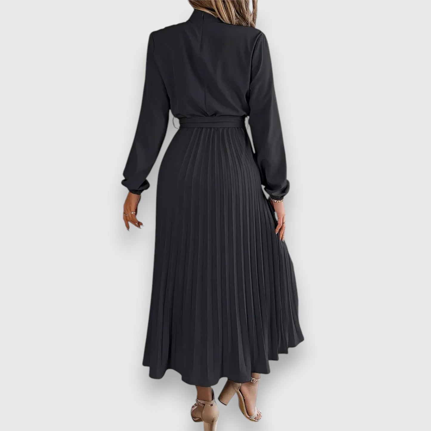 Robe Midi Avec Jupe Plissée Et Manches Longues Pour Femme | Idéal Pour Occasions Formelles