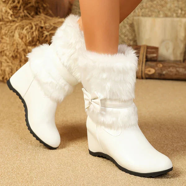 Bottes D’hiver À Semelle Épaisse Avec Détails Nœud Pour Femme | Idéales Pour La Saison Froide