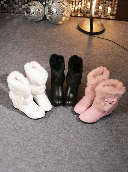 Bottes D’hiver À Semelle Épaisse Avec Détails Nœud Pour Femme | Idéales Pour La Saison Froide