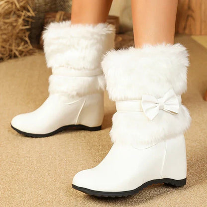 Bottes D’hiver À Semelle Épaisse Avec Détails Nœud Pour Femme | Idéales Pour La Saison Froide