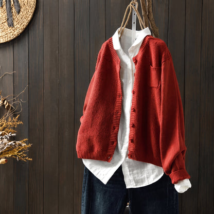 Cardigan boutonné à poche pour femmes