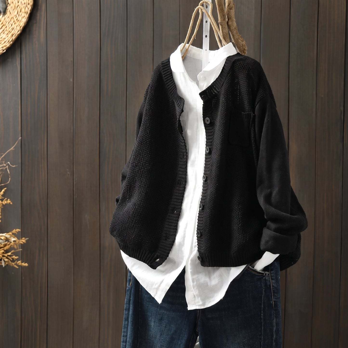 Cardigan boutonné à poche pour femmes