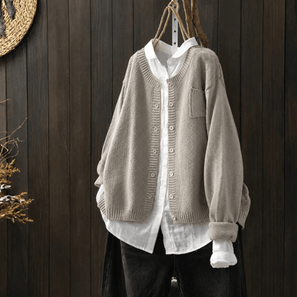 Cardigan boutonné à poche pour femmes