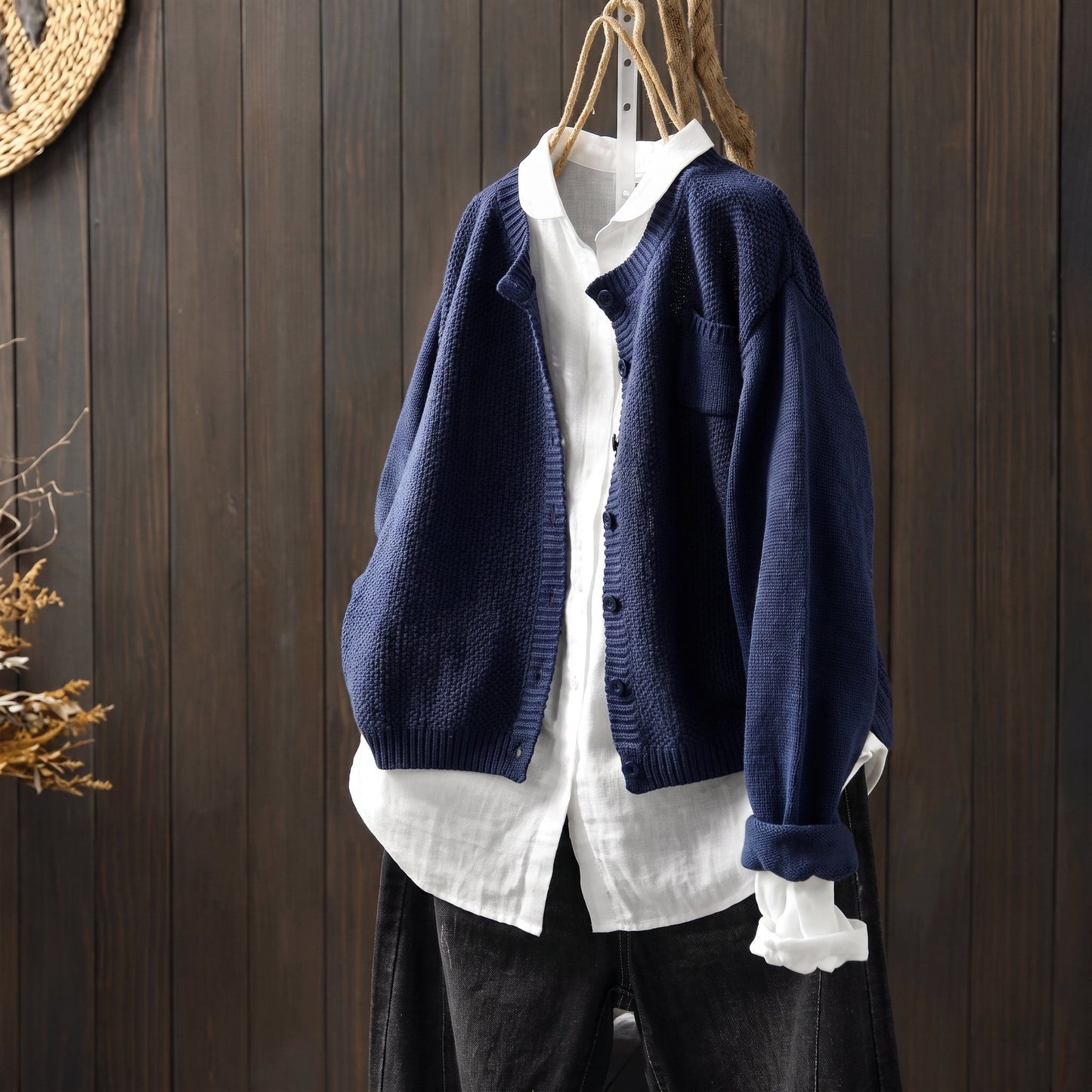 Cardigan boutonné à poche pour femmes