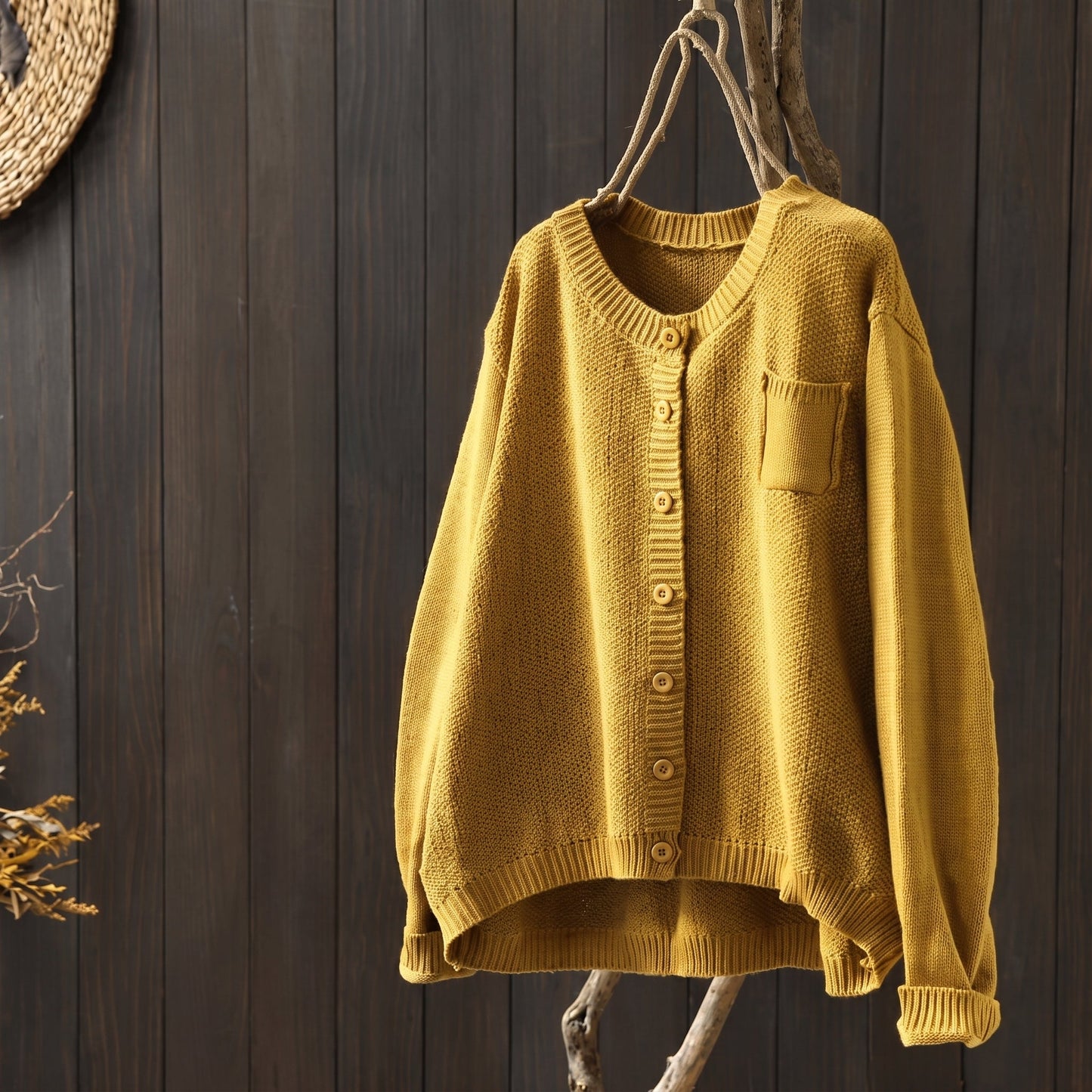 Cardigan boutonné à poche pour femmes
