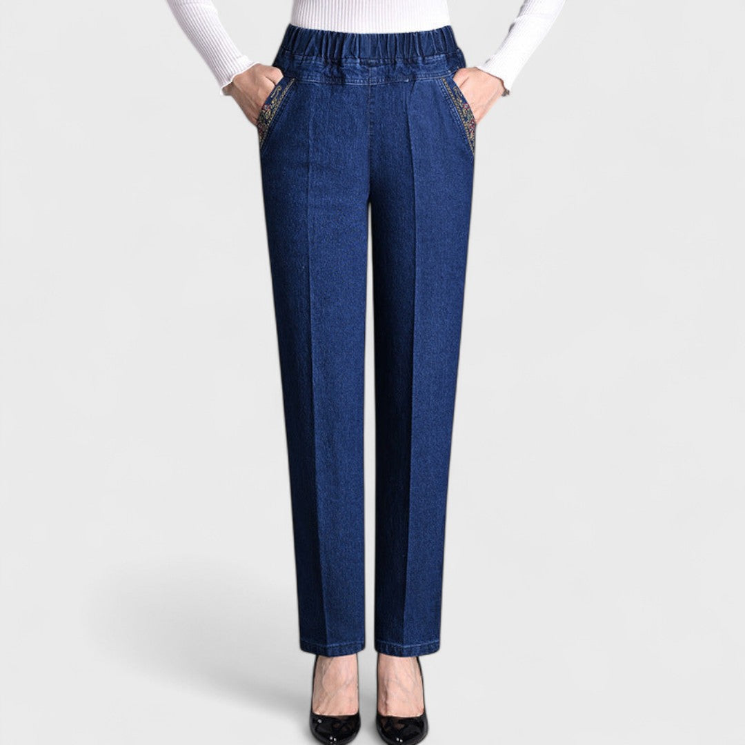 Jean à Taille Élastique avec Poches Latérales pour Femme | Idéal pour un Usage Quotidien