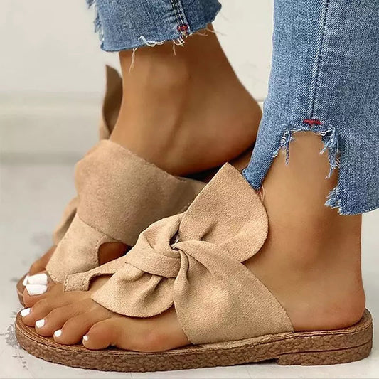 Sandales Plates Avec Nœud Décoratif Pour Femme | Idéal Pour Saison Estivale