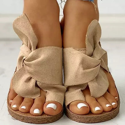 Sandales Plates Avec Nœud Décoratif Pour Femme | Idéal Pour Saison Estivale