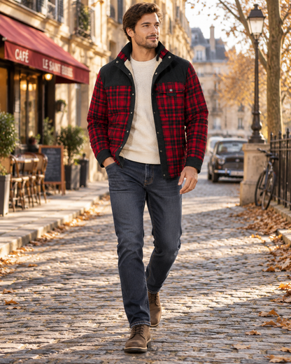 Surchemise à carreaux doublée pour hommes
