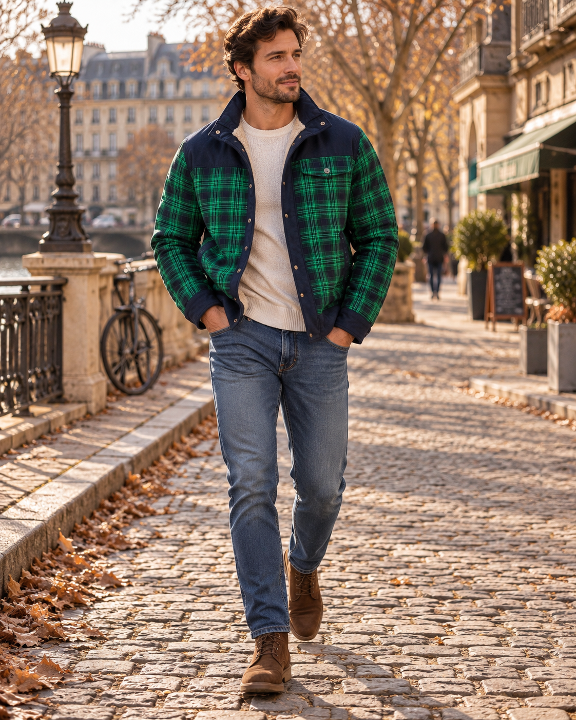 Surchemise à carreaux doublée pour hommes