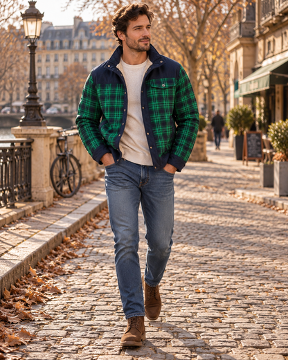 Surchemise à carreaux doublée pour hommes