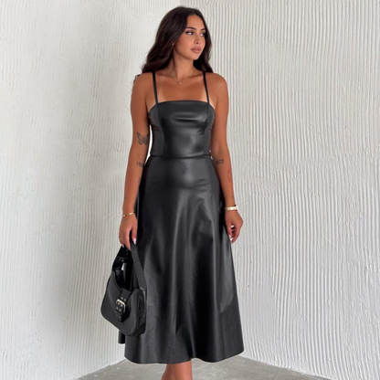 Robe Midi Avec Bretelles Fines Et Coupe Ajustée Pour Femmes | Idéale Pour Les Soirées