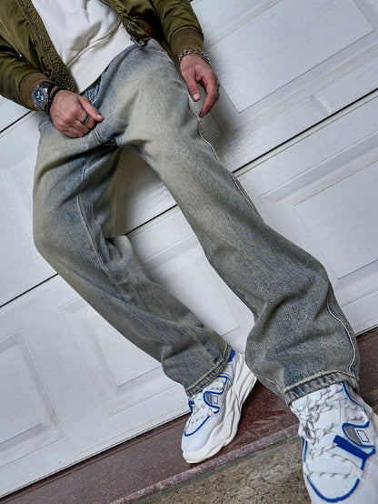 Jean Droit Bleu Foncé pour Homme avec Coupe Classique | Idéal pour Le Quotidien