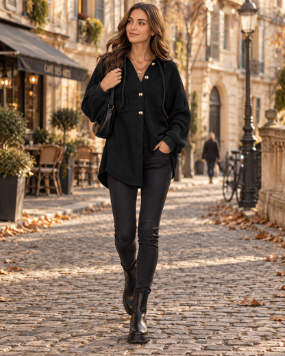 Sweat à capuche boutonné pour femmes