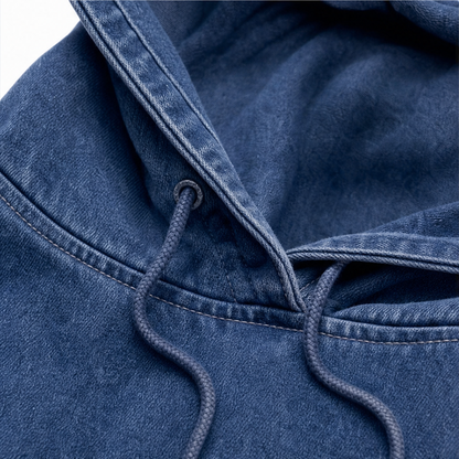 Sweat à capuche effet denim pour femmes