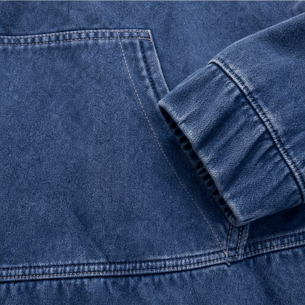 Sweat à capuche effet denim pour femmes