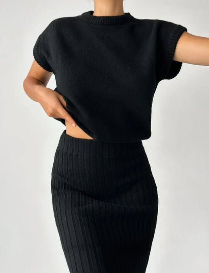 Ensemble en Maille avec Cardigan et Jupe pour Femme | Idéal pour Événements et Réunions