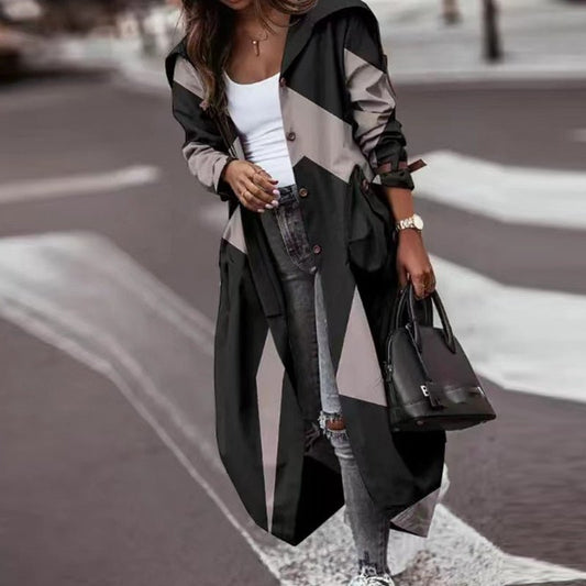 Trench-Coat Long À Imprimé Pour Femme | Idéal Pour Les Activités Quotidiennes Et Les Temps Frais