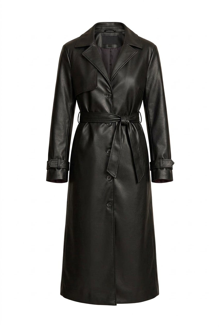 Trench-coat ceinturé à revers pour femmes