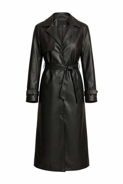 Trench-coat ceinturé à revers pour femmes