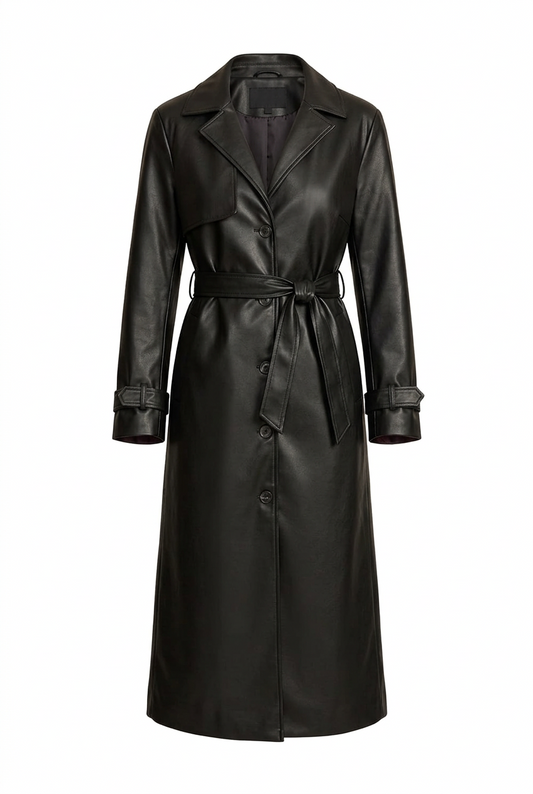 Trench-coat ceinturé à revers pour femmes