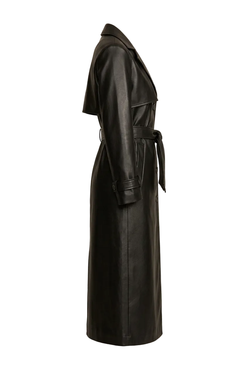 Trench-coat ceinturé à revers pour femmes