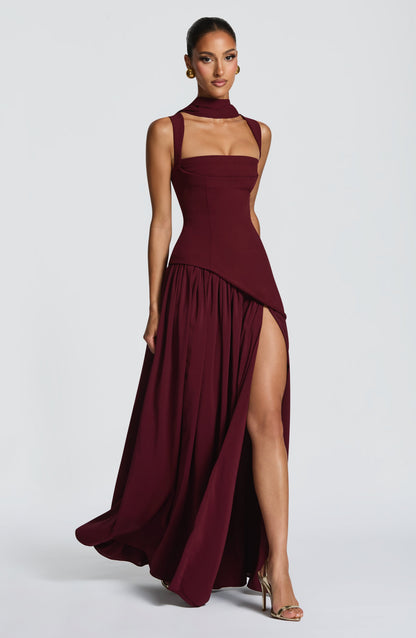 Robe Maxi À Dos Lacé Avec Fente Haute Pour Femme | Idéale Pour Les Cérémonies Et Les Occasions Estivales