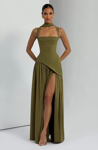Robe Maxi À Dos Lacé Avec Fente Haute Pour Femme | Idéale Pour Les Cérémonies Et Les Occasions Estivales