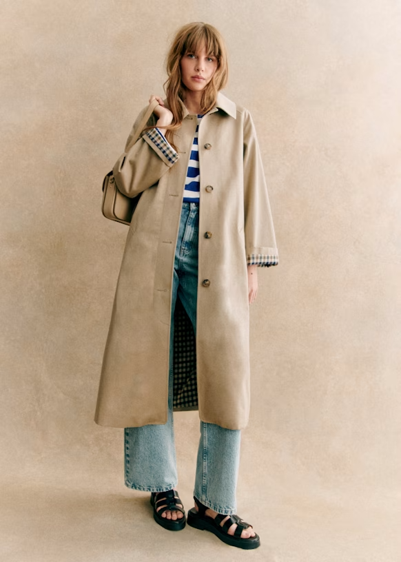 Trench-Coat Avec Fermeture Boutonnée Et Doublure À Carreaux Pour Femme | Idéal Pour Mi-Saison