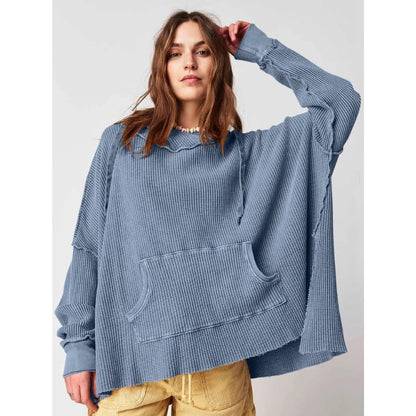 Pull à capuche en maille gaufrée pour femmes