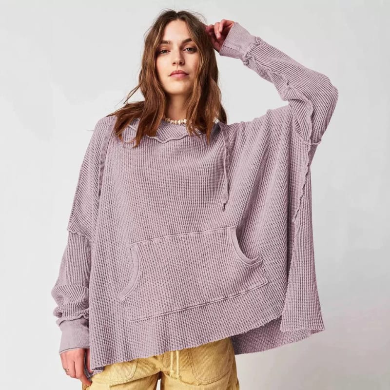 Pull à capuche en maille gaufrée pour femmes